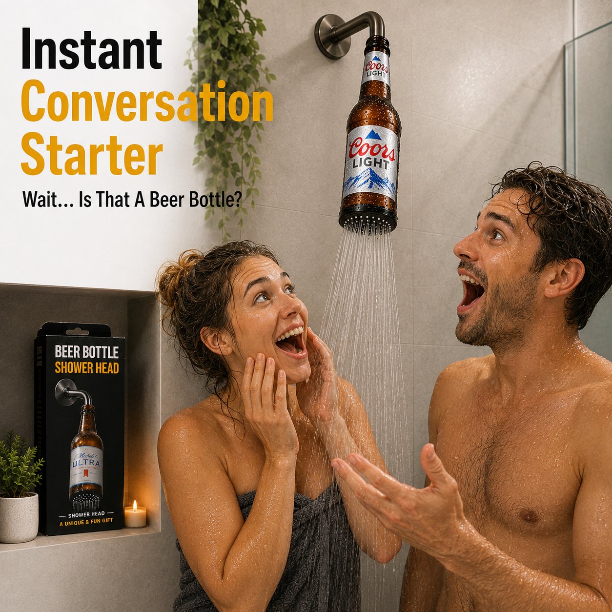 🍺 Beer Bottle Shower Head — 2 Fun Styles, One Hilarious Gift