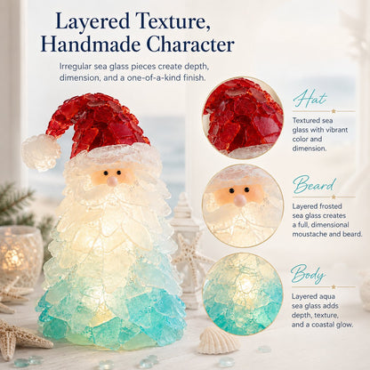 ⏳ Last Day 49% OFF – 🎅 Beginner-Friendly DIY Lighted Sea Glass Santa Christmas Decor Kit | Complete Kit with Sea Glass Pieces, Warm Fairy Lights & Step-by-Step Guide Included 💕
