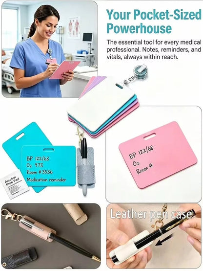 🩺Erasable Badge Note | Dual-Side Writable, Fade-Proof & No Blur (🖊Write. Wipe. Repeat.) 🎁Free Badge Clip Included📋