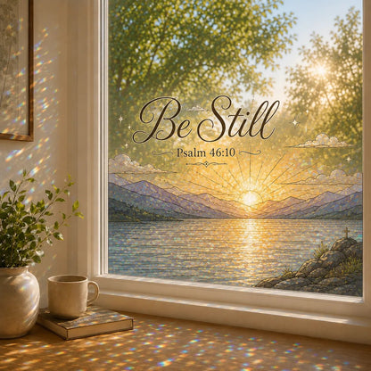 ✝️ Scripture Window Sticker | 28×22in Faith-Inspired Window Art With Peaceful Bible Scenes For Home Decor, Prayer Corners & Christian Gifts 🌄