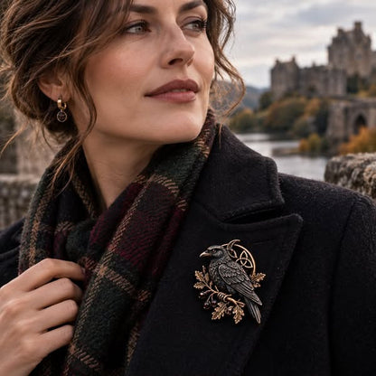 Gothic Celtic Raven Brooch