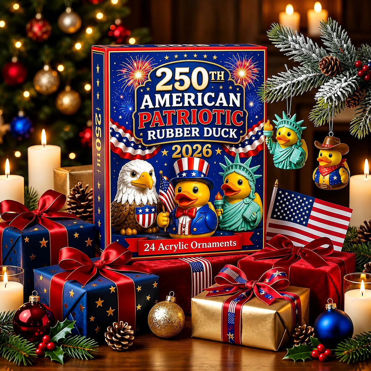 🎉🎄 Limited Edition!🔥🌟2026 American Patriotic Duck Advent Calendar - Gift for Adults Friends Patriots and Families Christmas Holiday Countdown Gift
