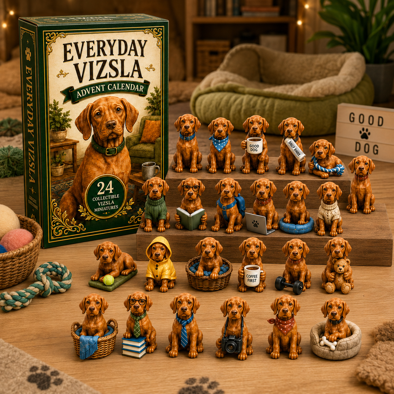 Everyday Vizsla Advent Calendar 2026 – 24 Days of Adorable Vizsla Miniatures, Daily Dog Moments & Perfect Gifts for Vizsla Lovers