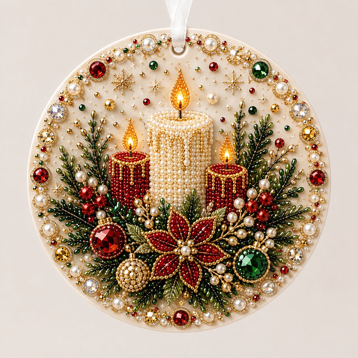 ✨ DIY Pearl & Gem Christmas Ornament Collection