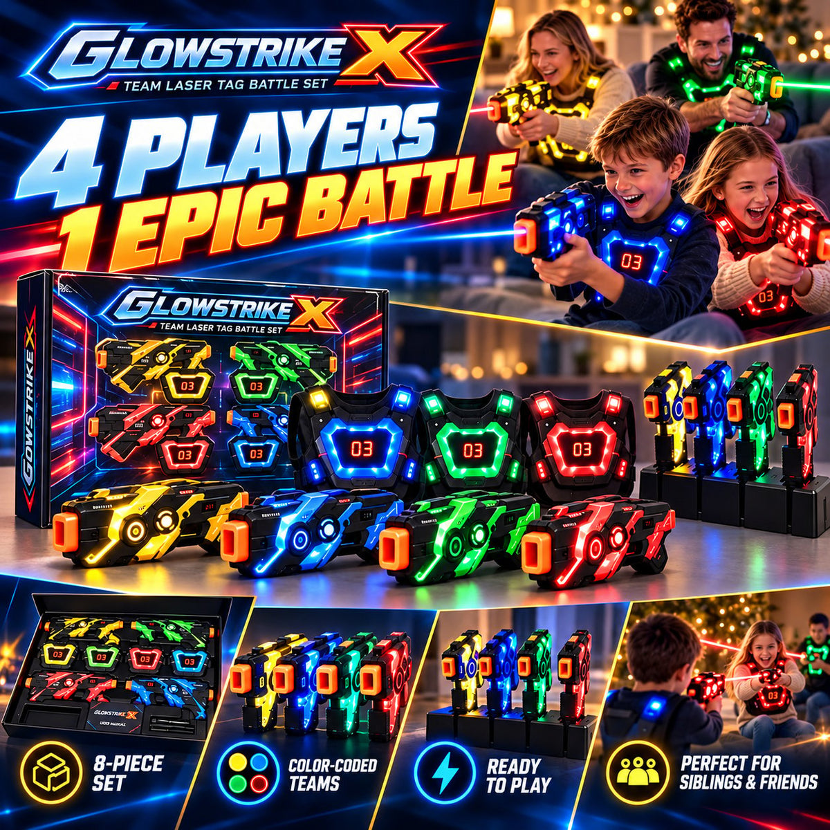 Shared charging dock for the rechargeable laser tag blasters