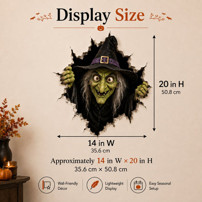 ⏳ Last Day 49% OFF – 🧙‍♀️ Halloween Witch Break-In 3D Wall Decal | Realistic Cracked-Wall Illusion with Reaching Hands, Dramatic Witch Artwork & Easy Peel-and-Stick Design 🎃✨