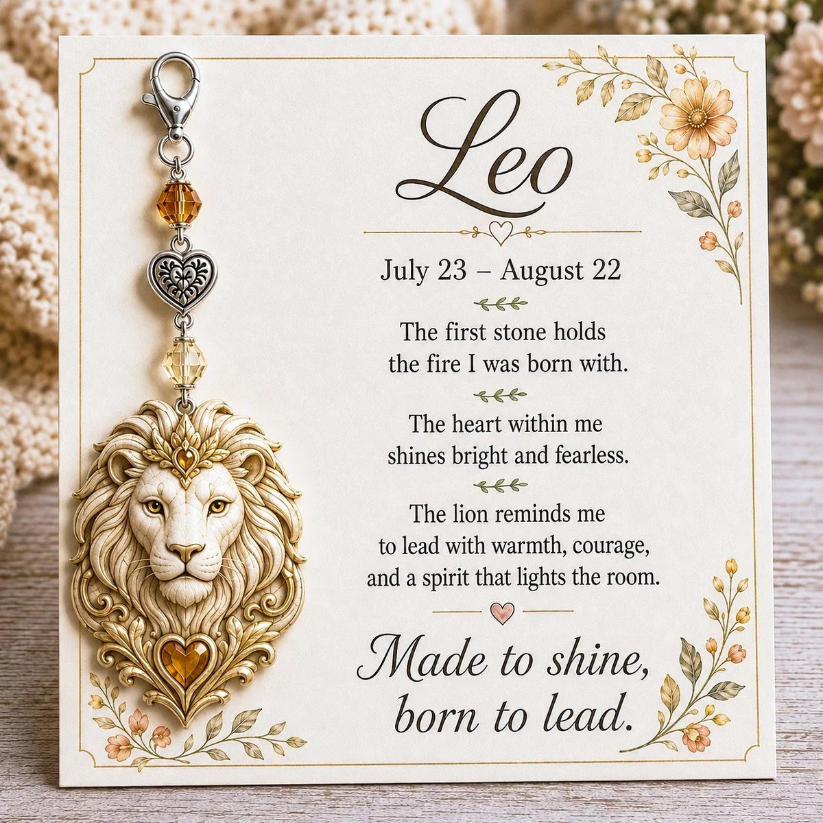 Zodiac Birthstone-Inspired Charm Keychain & Affirmation Card
