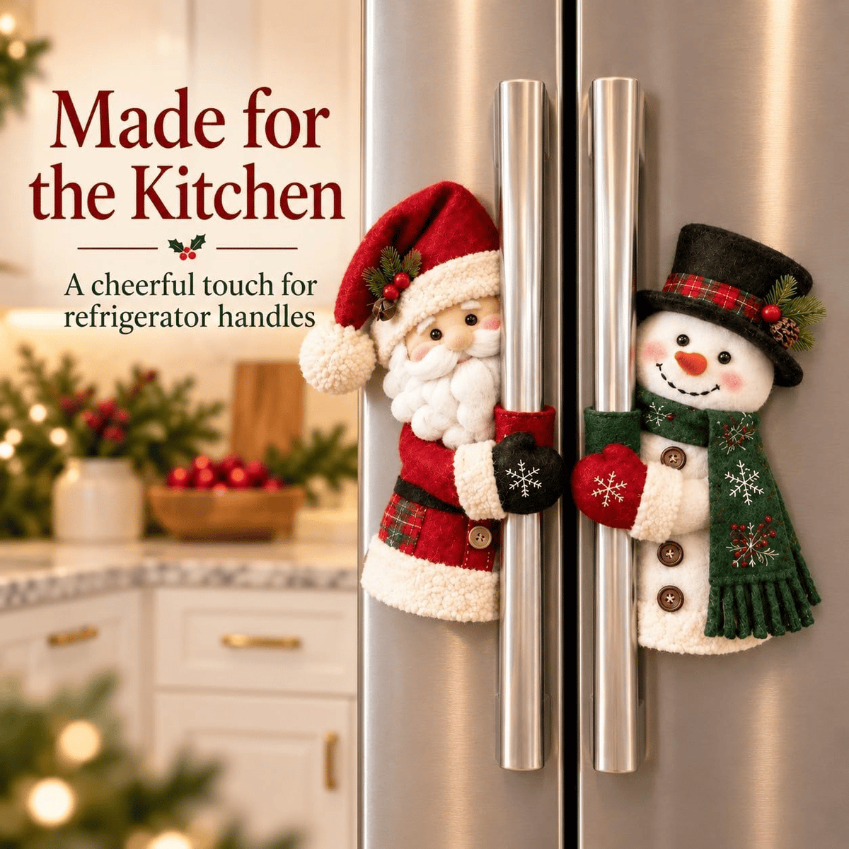 Christmas Santa & Snowman Handle Huggers – Holiday Kitchen Decor