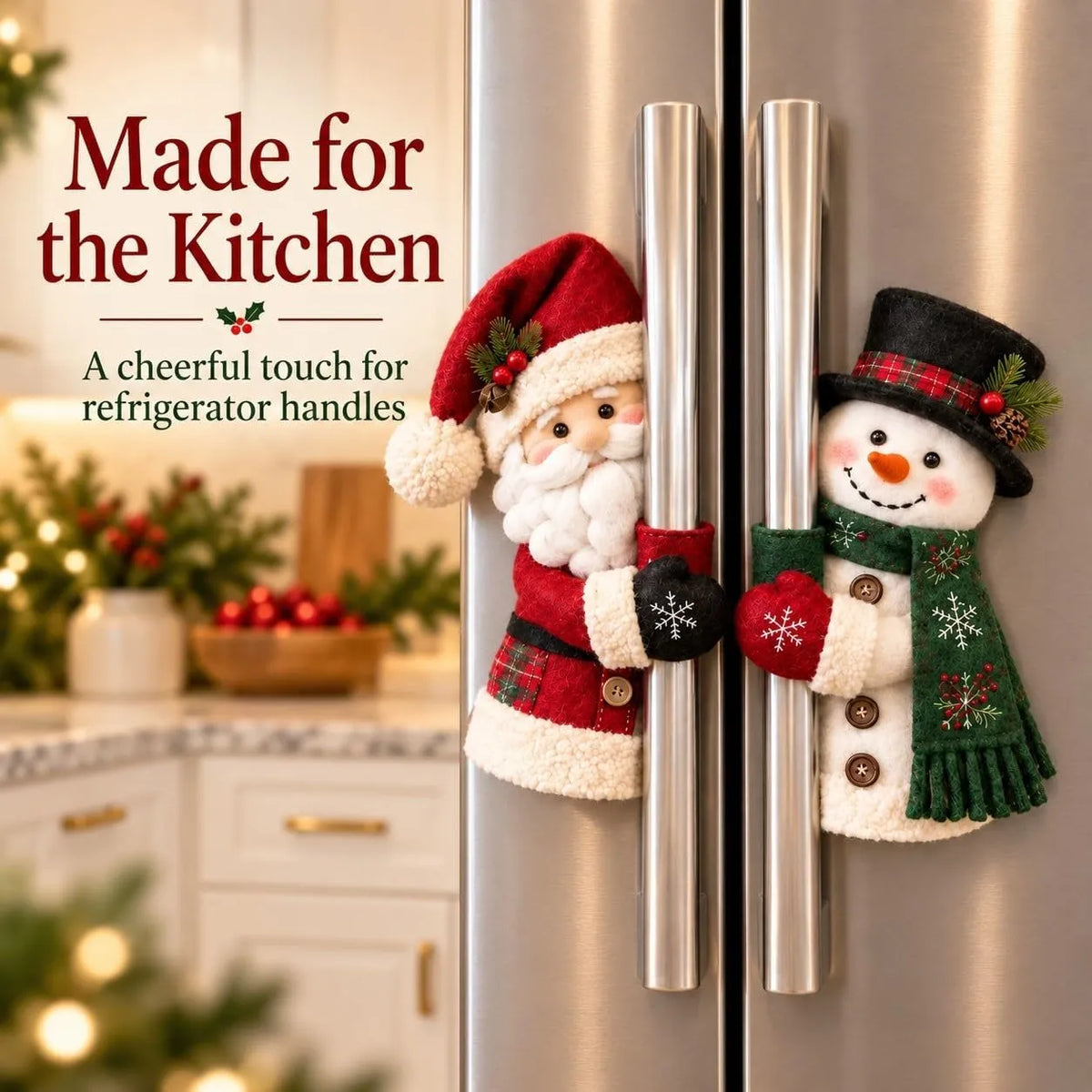 🎅☃️ Santa & Snowman Handle Huggers – Christmas Kitchen Decor