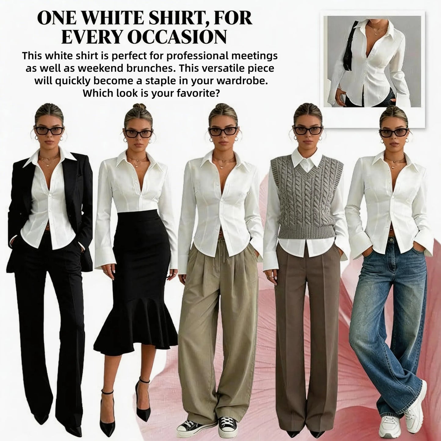 Women's Slim-Fit Button-Down Long-Sleeved Casual Shirt, Suitable for Daily Commuting