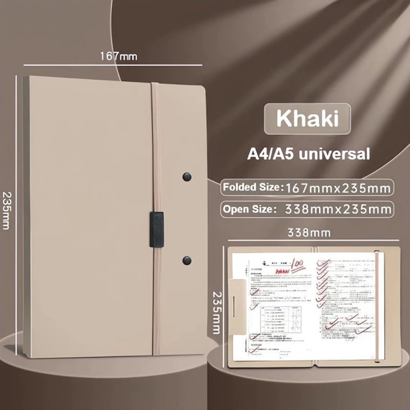 A4/A5 Foldable Clipboard Portfolio – Portable Writing Board with Strong Clip & Elastic Strap