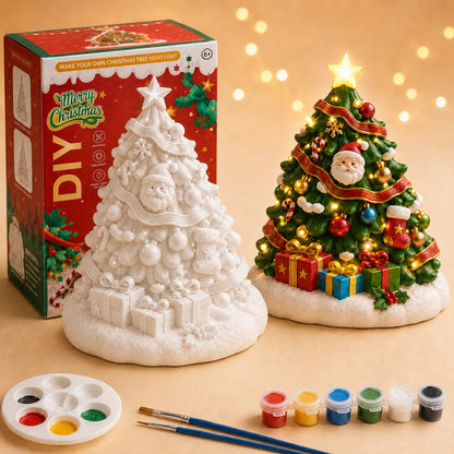 ⏳ Last Day 49% OFF – 🎨 Beginner-Friendly DIY Light-Up Santa & Christmas Tree Painting Kit | Complete Kit with Unpainted Plaster Scene, 6 Paints, 2 Brushes & Mixing Palette Included 💕