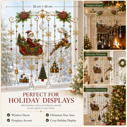 🔥 LAST DAY 49% OFF – 🎄Handmade Christmas Stained Glass Window Hanging | Tempered Stained Glass, K9 Crystal Drops & Ready-to-Hang Holiday Decor ✨