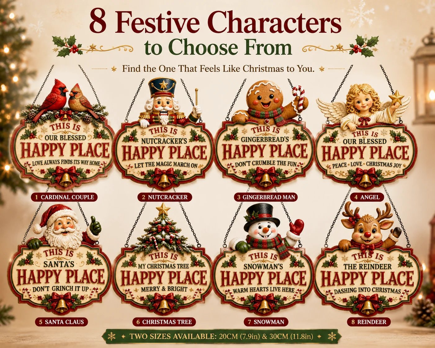 ⏳ Last Day 49% OFF – 🎄Christmas Character Wooden Hanging Sign Collection | 8 Festive Designs in 7.9 or 11.8 in with Vintage-Inspired Artwork, Layered Holiday Details & Hanging Design ✨