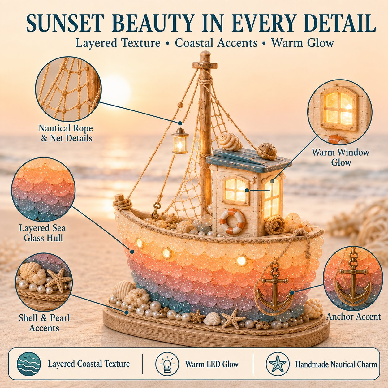 ⏳ Last Day 49% OFF – 🌅 Beginner-Friendly DIY Sunset Coast Sea Glass-Style Light Kit Collection | Complete Kit with Sea Glass-Style Pieces, LED Lights & Step-by-Step Guide Included 💕