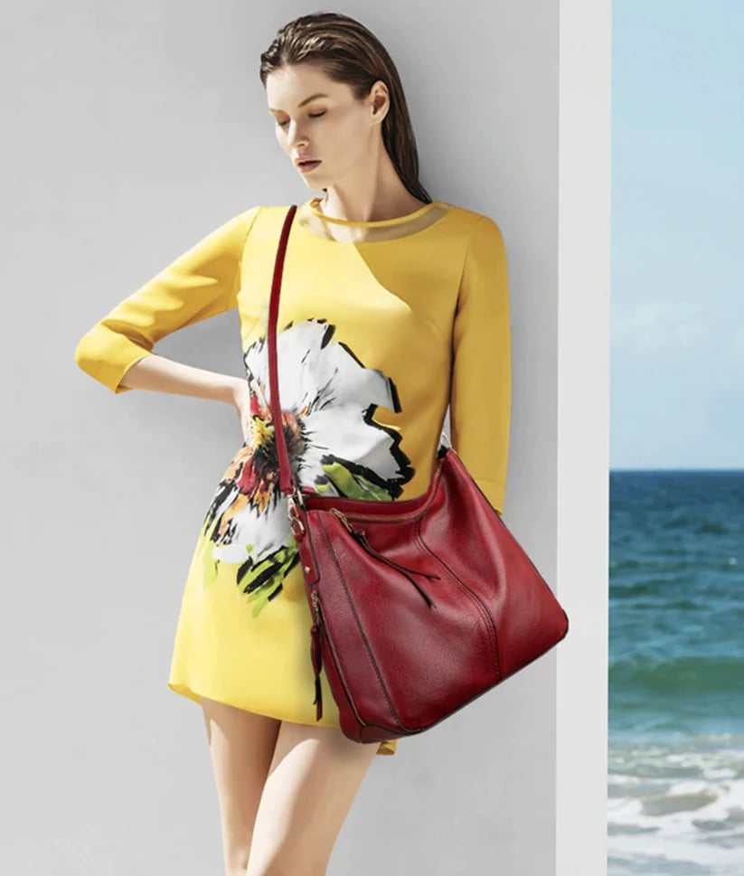 Luxury Leather Hobo Bag Anti-Theft Handbag + FREE Pouch Wallet