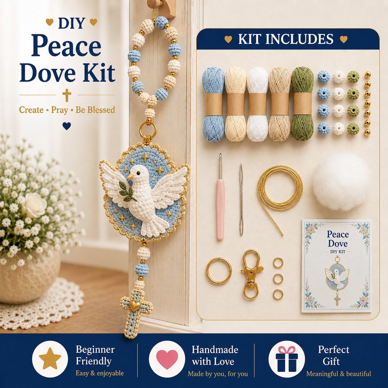 ⏳ Last Day 49% OFF – 🙏 Beginner-Friendly DIY Christian Faith Crochet Keychain Kit Collection | Complete Kit with All Tools & Step-by-Step Guide Included 💕
