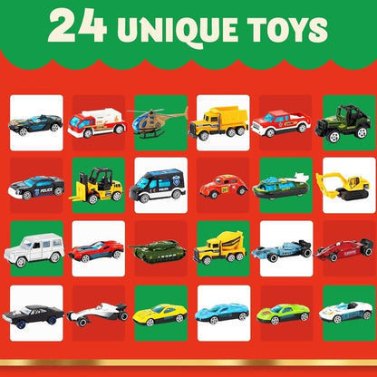 🚗 2026 Christmas Car Advent Calendar – 24 Days of Mini Diecast Vehicle Surprises for Boys & Kids