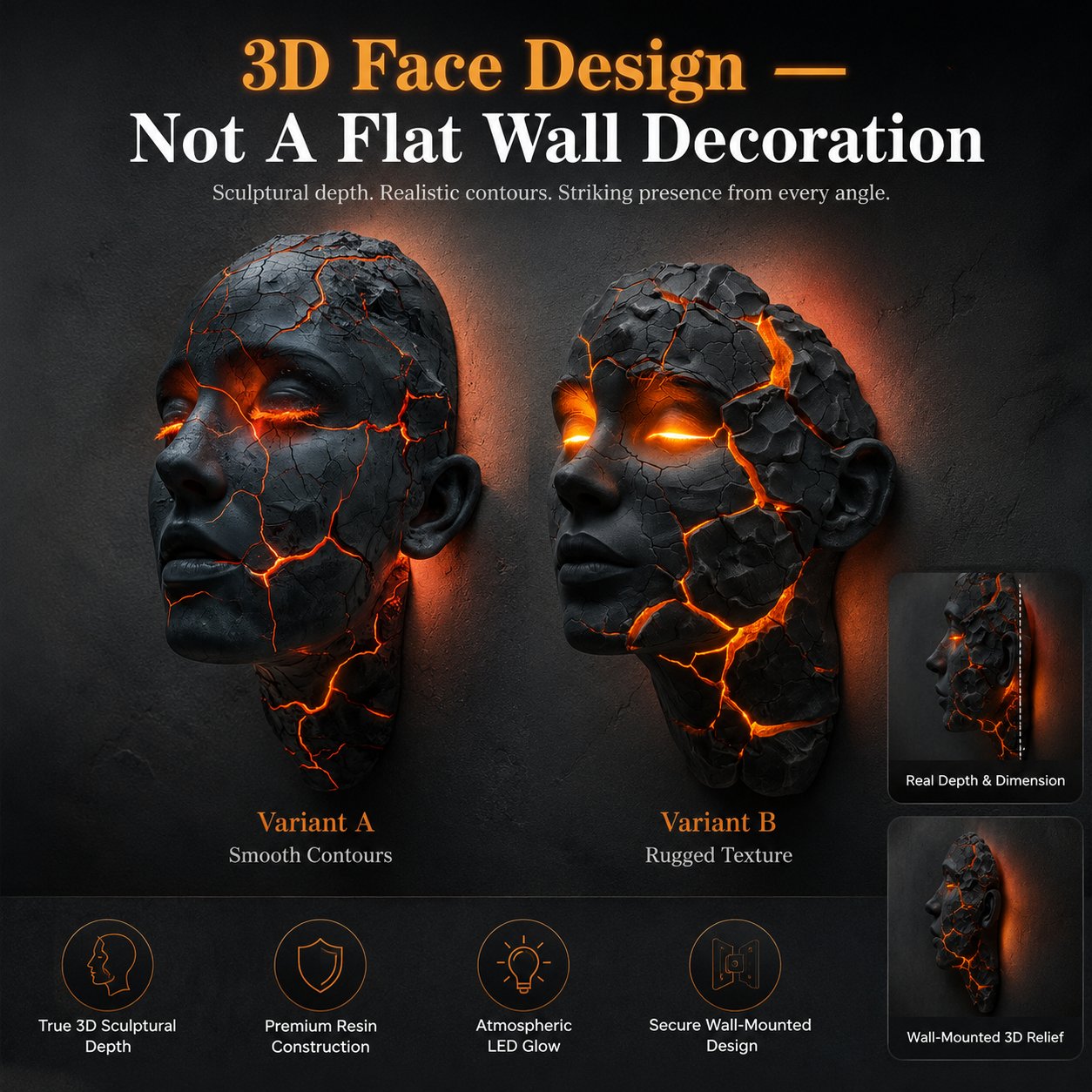 🔥 Cracked Soul Wall Lamp – The Ultimate Gothic & Modern Home Accent