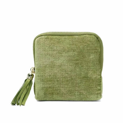 2 PCS jewelry zippered pocket case Travel Jewelry Bag Portable Organizer with 5 Compartments Velvet Satin Lining Tassel Zipper