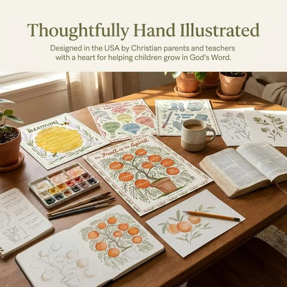 ✝️15 Pack Hand-Drawn Kids Bible Posters 📜 | Sunday School Homeschool Decor | 🙏NIV Bible Translation