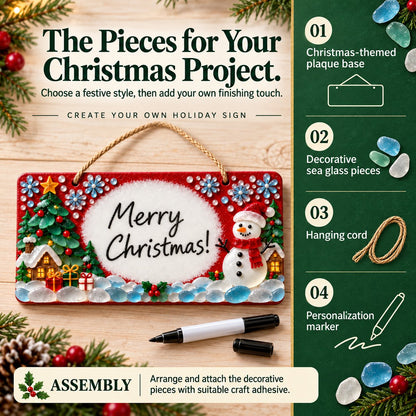 ⏳ Last Day 49% OFF – 🎄 Beginner-Friendly DIY Sea Glass Christmas Hanging Sign Kit | 8 Festive Designs with Handwritten Personalization ✍️