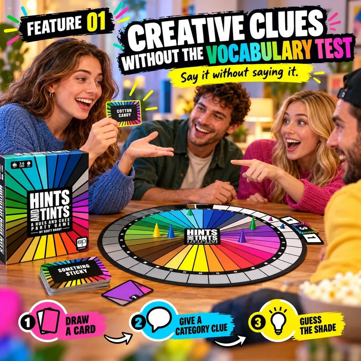 Portable Hues & Cues Board Game - Creative Clues 🃏