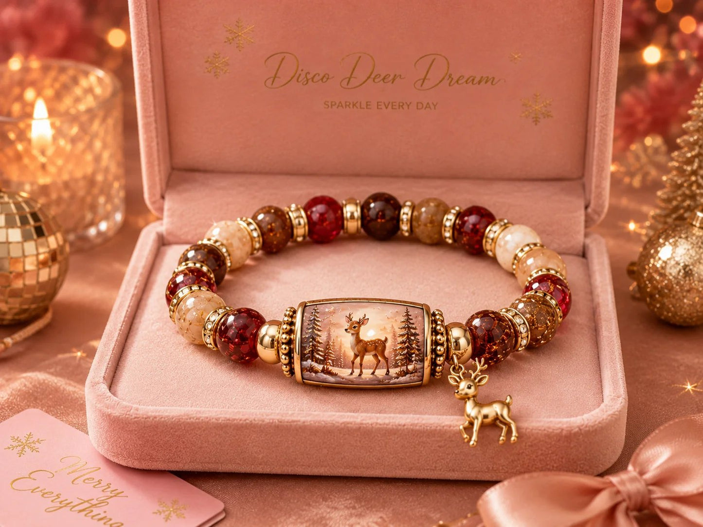 🔥 LAST DAY 49% OFF – 🎄 Candy Glow Christmas Bracelet Collection | 6 Dopamine Holiday Designs with Color-Coordinated Beads & Matching Gold-Tone Charms ✨