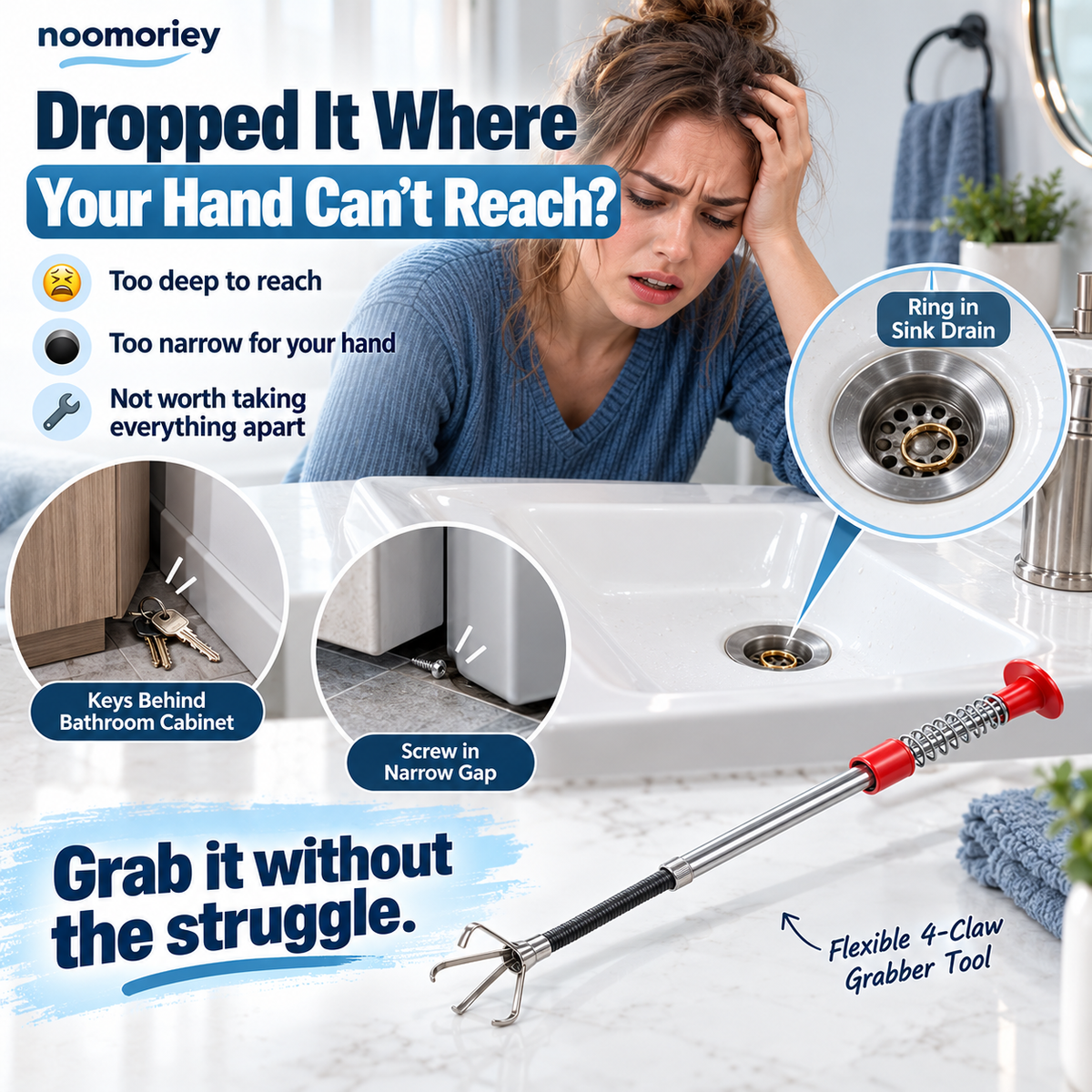 🦀 Flexible 4-Claw Grabber Tool – 60 cm / 90 cm