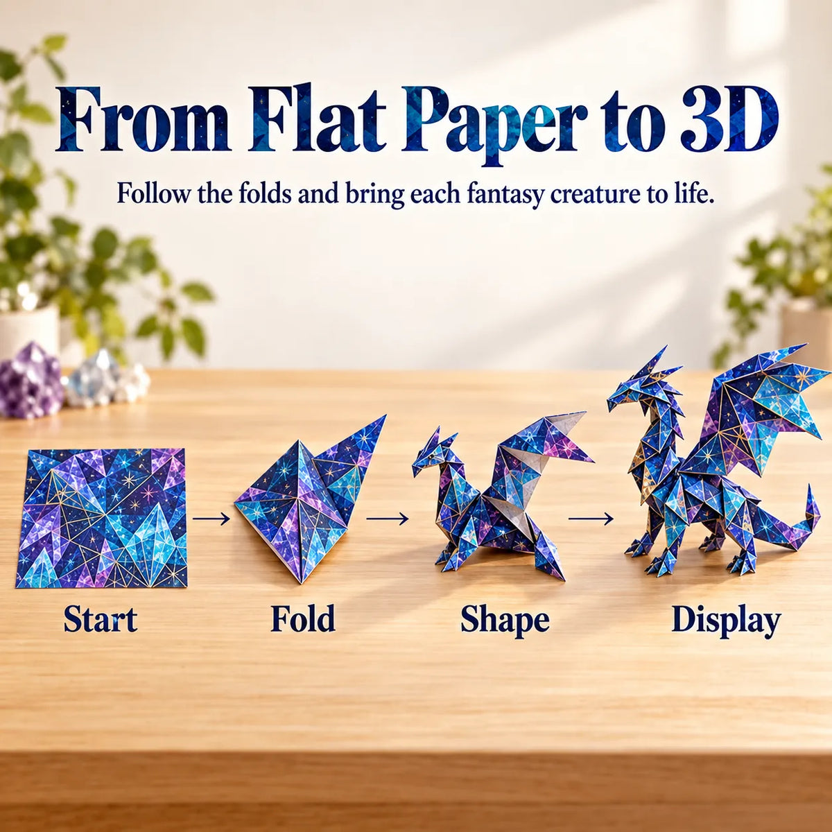 ⏳ Last Day 49% OFF – 🐉 Fantasy Paper Folding Craft Kit | 4 Magical Worlds with 50 Patterned Papers & Step-by-Step Guide ✨