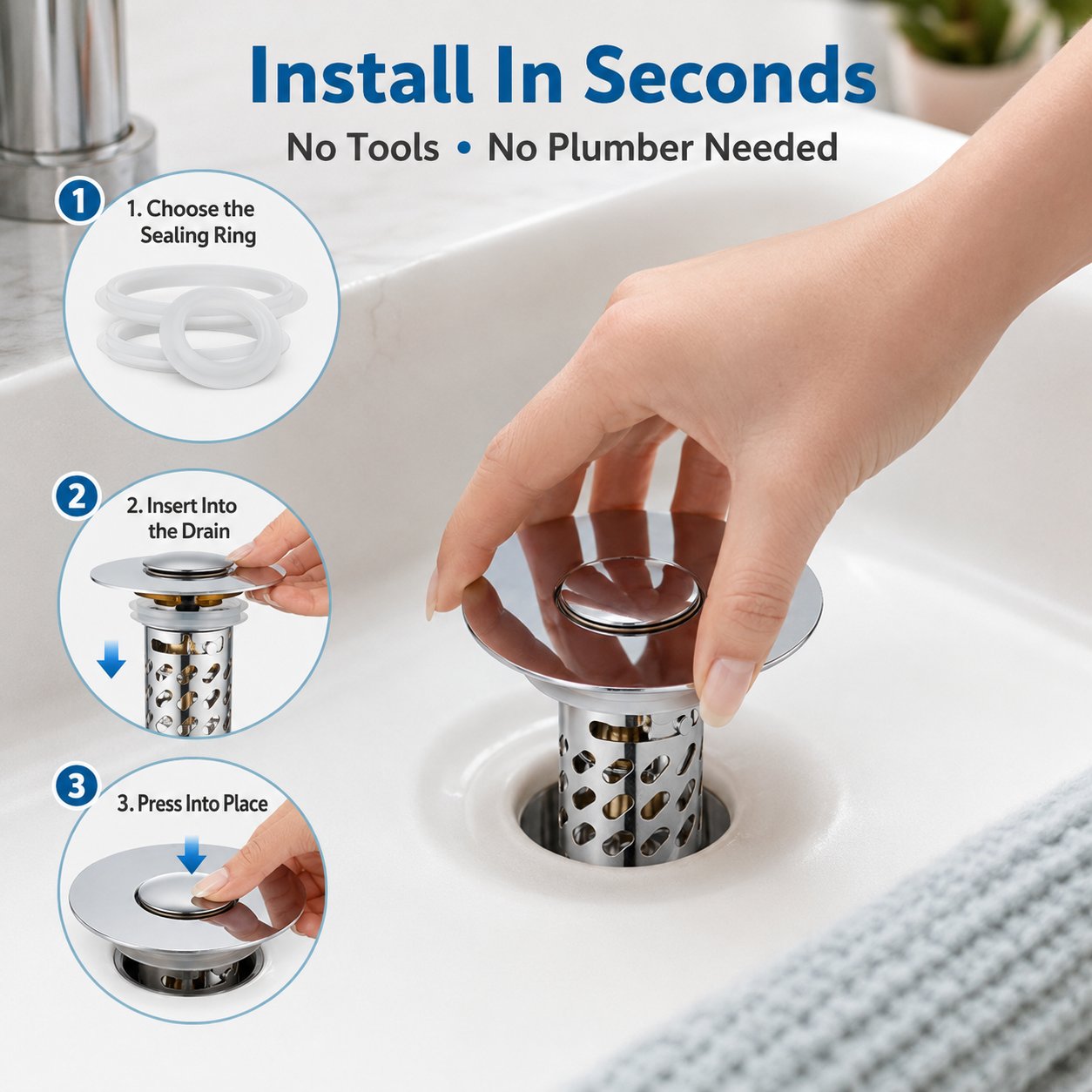 Pop-Up Sink Drain Stopper 🚿