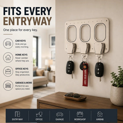 ✈️ Aviation Style Key Holder – Buckle-Inspired Wall Mounted Key Organizer for Entryway & Home