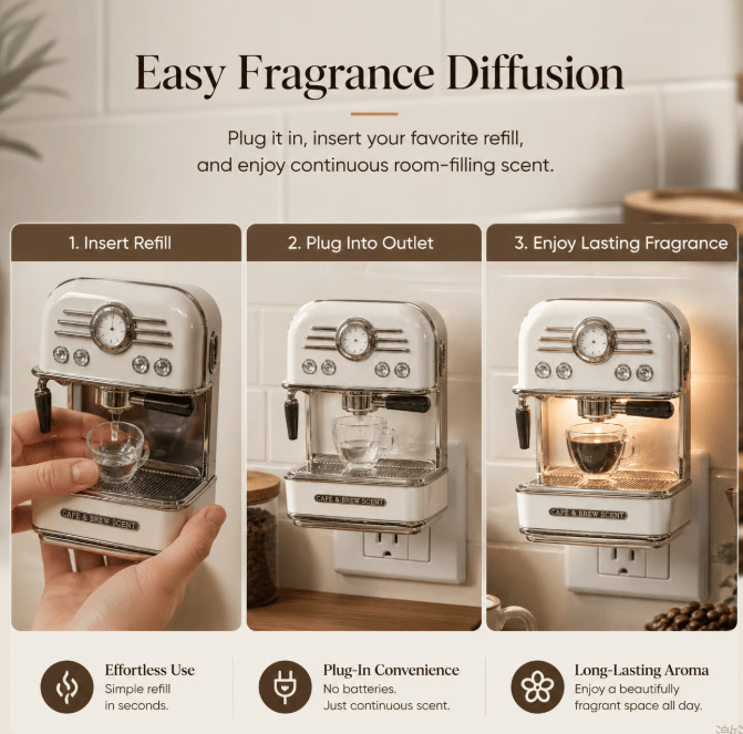 ☕ Retro Espresso Machine Plug-In Diffuser
