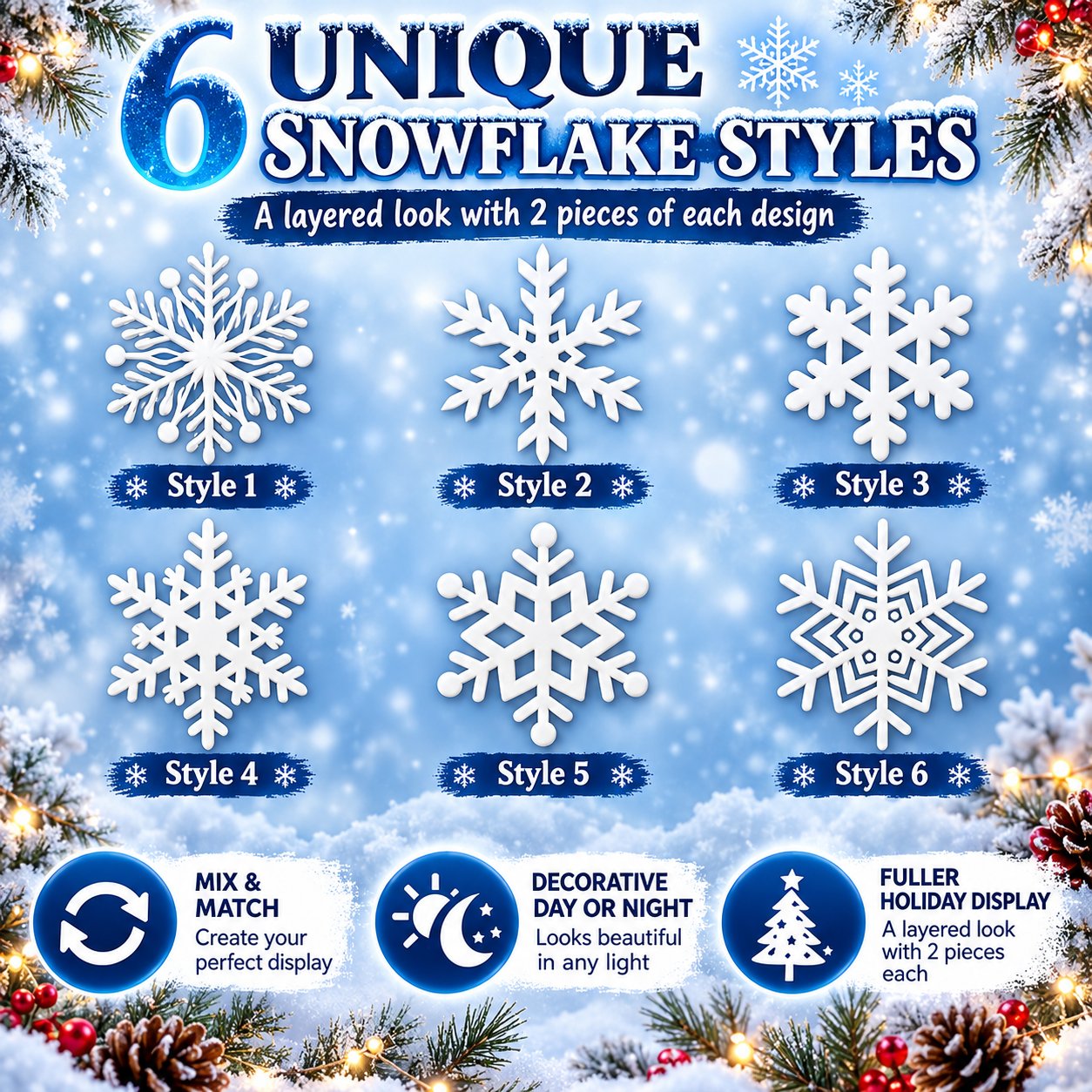 ❄️✨LED Snowflake Wall Light Set – Magical Christmas Decor