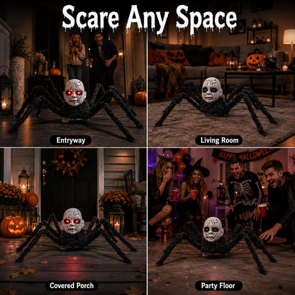 🕷️ Sound-Activated Crawling Baby-Face Spider Halloween Decor 🎃