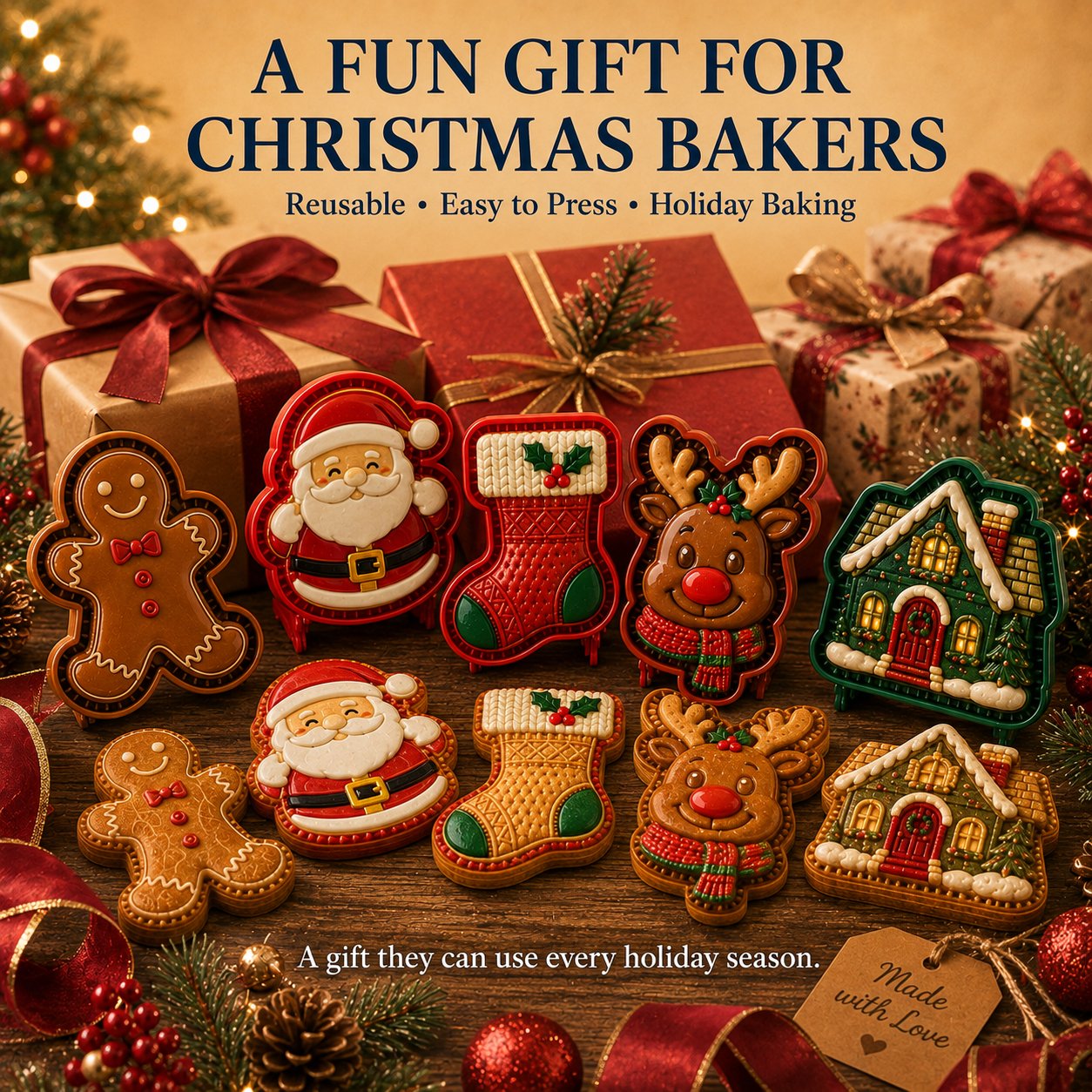 ⏳ Last Day 49% OFF – 🎄 9-Design Christmas Mini Pie Mold Collection | Reusable Embossed Molds for Shaping Detailed Santa, Snowman, Reindeer, Tree & Holiday Pies 🥧✨