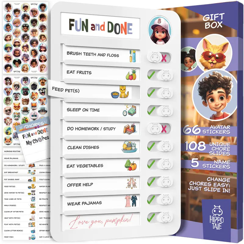 🌟 Magnetic Kids Routine Chart – Daily Chore Checklist with Reusable Stickers & Visual Task Icons