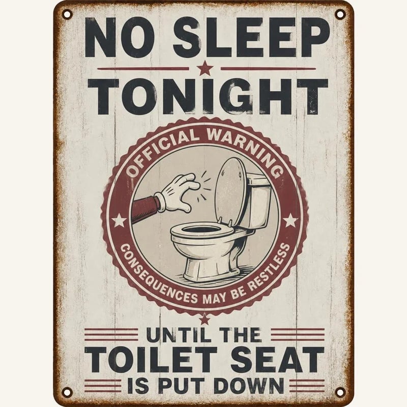 Say It Without Nagging 🤫 Hilarious Vintage Toilet Seat Reminder Sign (Pre-Drilled Holes for Hanging or Nailing)