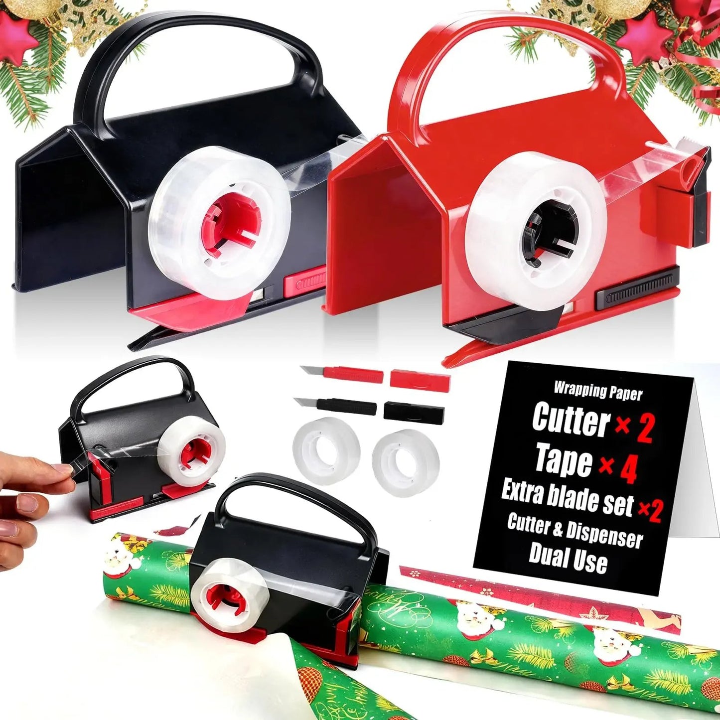 Hot Sale 🎁 2-in-1 Wrapping Paper Cutter & Tape Dispenser Kit
