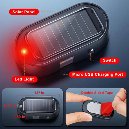 Solar Powered Fake Car Alarm Light, Auto Light Sensor LED Simulated Security Warning Flashing Light