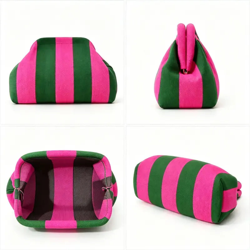 Women's Color-Block Handheld Bag, Vintage Stripe/Houndstooth/Wavy/Triangle Pattern Underarm Purse, Portable Everyday Storage Handbag, Casual Chic Accessory for Daily Dates and Stylish Outfits