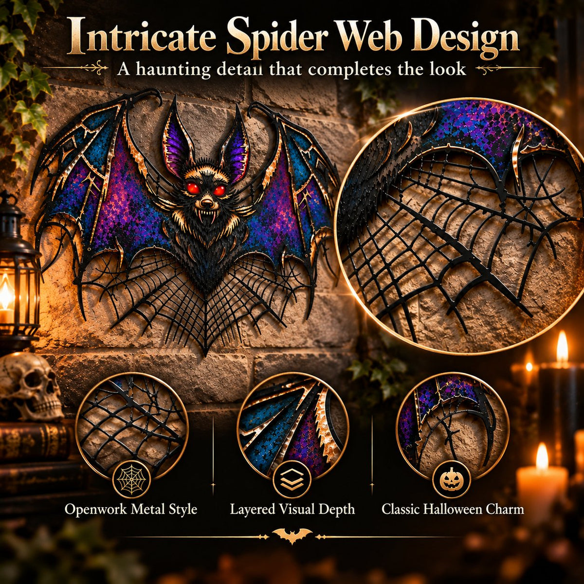 ⏰ LAST DAY 49% OFF - Gothic Vampire Bat Metal Wall Art (📦Buy 2 Free Shipping)