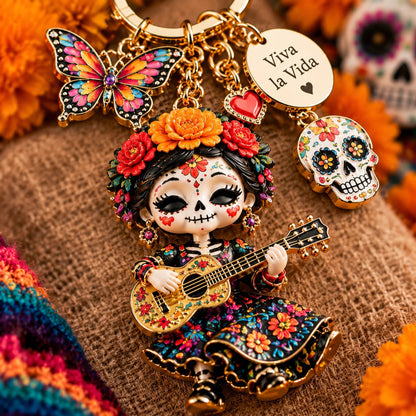Día de Muertos Charm Keychain – 4 Colorful Styles