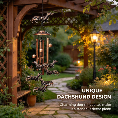🐶 Dachshund Metal Wind Chime, Outdoor Garden Decor