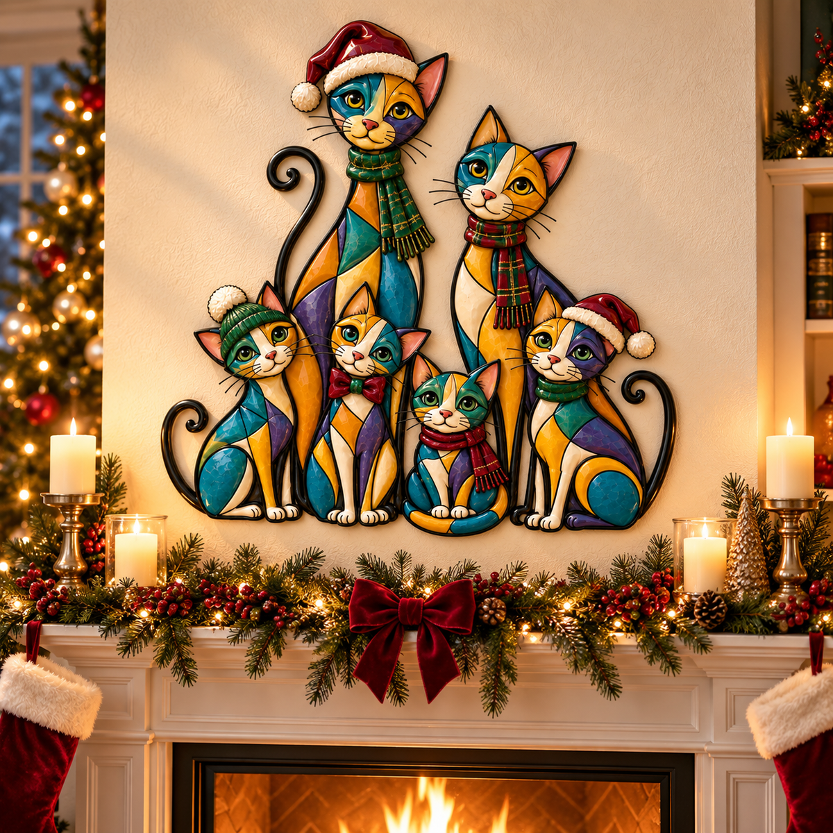2026 Christmas Dog/Cat Family – A Colorful Holiday Welcome for Dog Lovers
