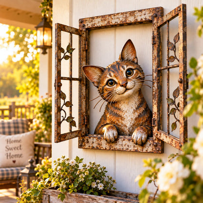 🪟 Rustic Peek-A-Boo Animal Window - Handcrafted Iron Wall Art That Brings a Little Woodland Charm Home 🌿