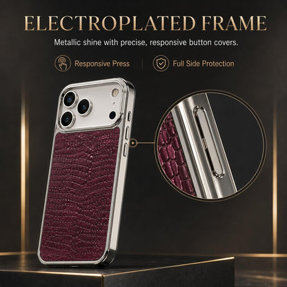 Luxe Croc Leather iPhone Case | Chrome Edge Slim Protective Cover ✨