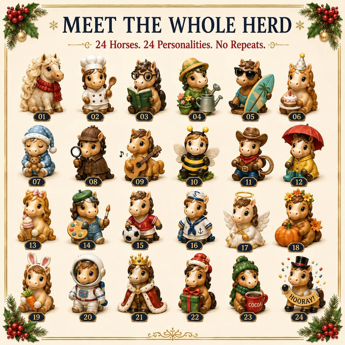 horse Advent Calendar figures displayed after Christmas