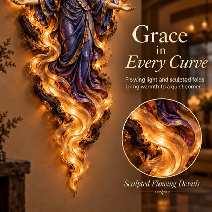 ✝️ Heavenly Radiance Lighted Angel Wall Sculpture | Gabriel or Michael