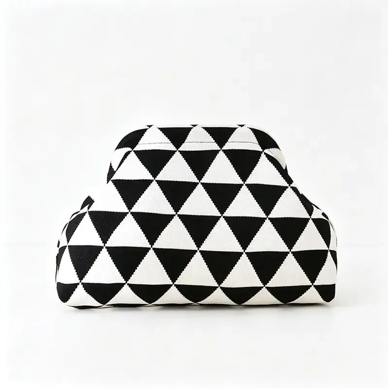 Women's Color-Block Handheld Bag, Vintage Stripe/Houndstooth/Wavy/Triangle Pattern Underarm Purse, Portable Everyday Storage Handbag, Casual Chic Accessory for Daily Dates and Stylish Outfits